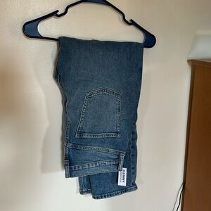 Extra high rise curvy straight leg distressed jeans